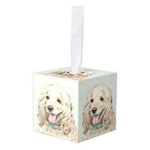 Adorno Cúbico Pintura Buff de Cocker Spaniel - Arte Perro Origin
