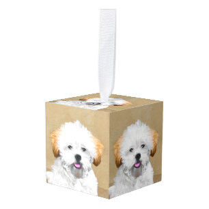 Adorno Cúbico Pintura de cachorro de Aprenta Lhasa - Arte de Per