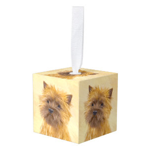 Adorno Cúbico Pintura de Cairn Terrier - Arte Perro Original.