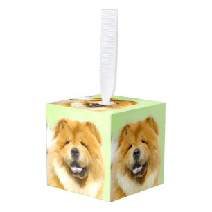 Adorno Cúbico Pintura de Chow Chow - Arte Perro Original.