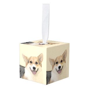 Adorno Cúbico Pintura de Corgi galés de Pembroke - Arte Perro Or