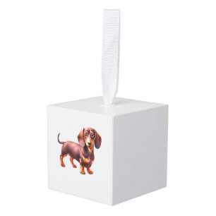 Adorno Cúbico Pintura de Dachshund - Paintin acuarela de perro d