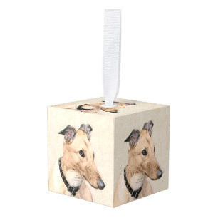 Adorno Cúbico Pintura de Galgo - Arte de Perro Original Adorable