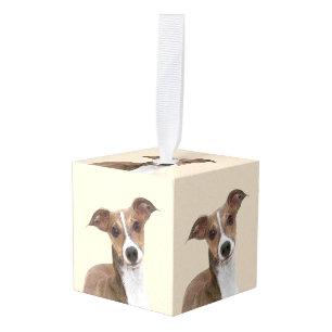 Adorno Cúbico Pintura de Greyhound italiana - Arte de perros ori