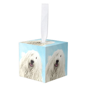 Adorno Cúbico Pintura de Komondor - Arte de perro original lindo
