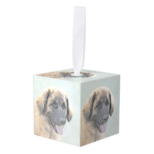 Adorno Cúbico Pintura de Leonberger - Arte de Perro Original.