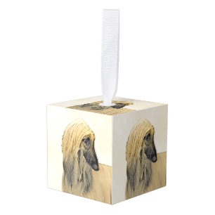 Adorno Cúbico Pintura de perro afgano - Arte de perro original l