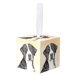 Adorno Cúbico Pintura de perro de la montaña suiza - Arte origin