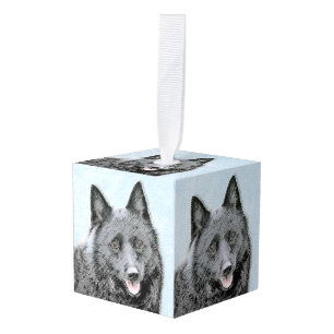 Adorno Cúbico Pintura de Schipperke - Arte Perro Original Cuto