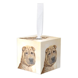 Adorno Cúbico Pintura de Shar Pei - Arte de perro original lindo