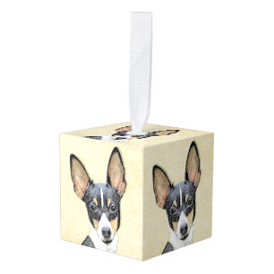 Adorno Cúbico Pintura de Toy Fox Terrier - Arte de Perro Origina
