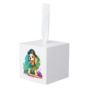 Adorno Cúbico Pirata de perro de Golden Retriever
