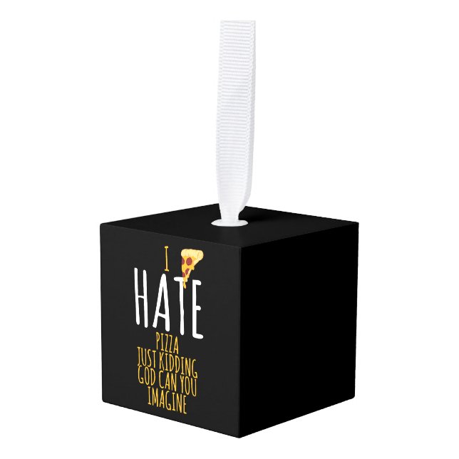 Adorno Cúbico Pizza T Shirt - Odio La Pizza, Solo Bidando La Com (Anverso en perspectiva)