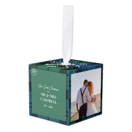 Adorno Cúbico Plantar la primera Navidad Casado Campbell Tartán