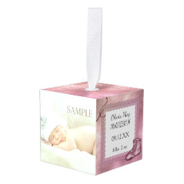 Adorno Cúbico Plantilla de fotografía de niña pequeña rosa