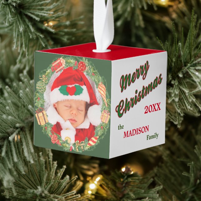 Adorno Cúbico Plantilla de fotos de candy cane wreath (Árbol)