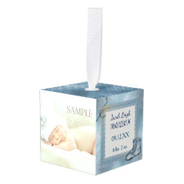 Adorno Cúbico Plantilla fotográfica de niño pequeño azul