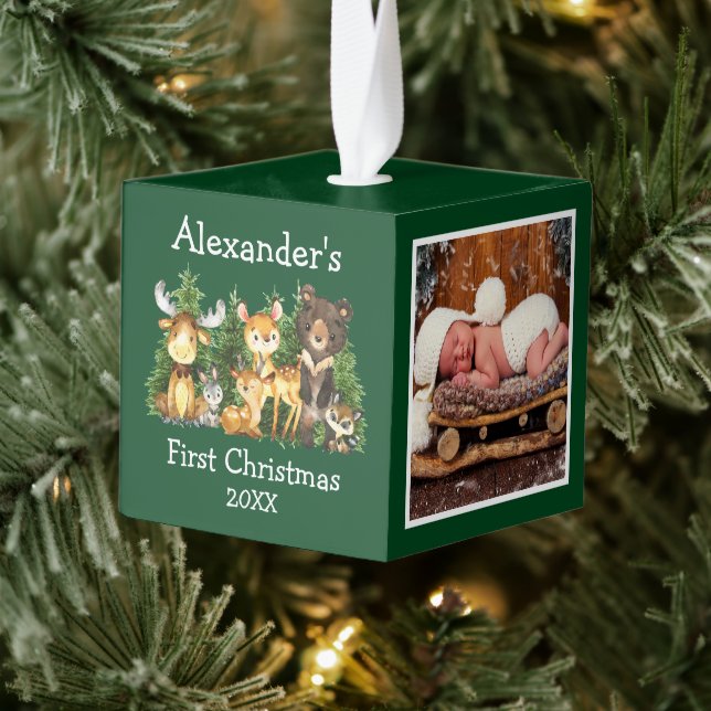 Adorno Cúbico Primera foto de ciervos de animales de madera de N (Árbol)