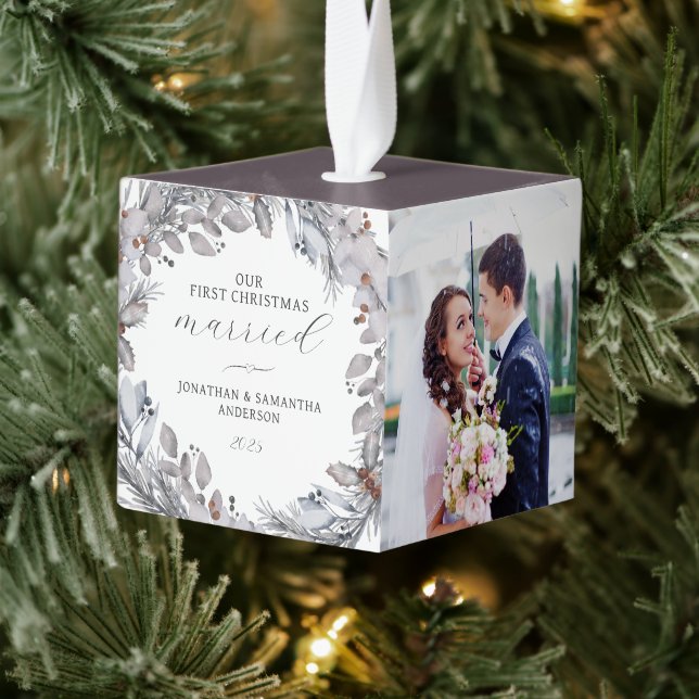 Adorno Cúbico Primera Navidad Casados Elegantes Navidades de Fol (Árbol)