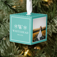 Primera Navidad Casados Foto Copo de Nieve Azul Tu