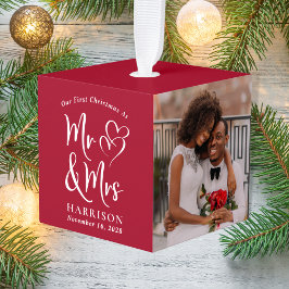 Adorno Cúbico Primera Navidad Mr. Mrs Newlyweds 3 Foto Red