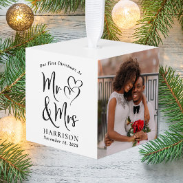 Adorno Cúbico Primera Navidad Sr. Mrs Newlyweds 3 Foto