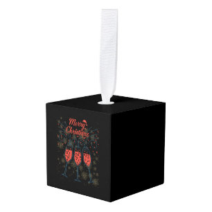 Adorno Cúbico Prosecco Champagne Gracioso Gafas de Feliz Navidad