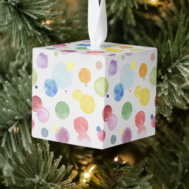 Adorno Cúbico Puntos de acuarela 1 (Árbol)