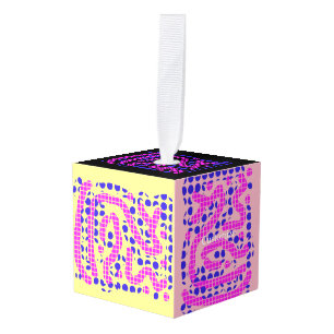 Adorno Cúbico puntos de polka rosa/ azul