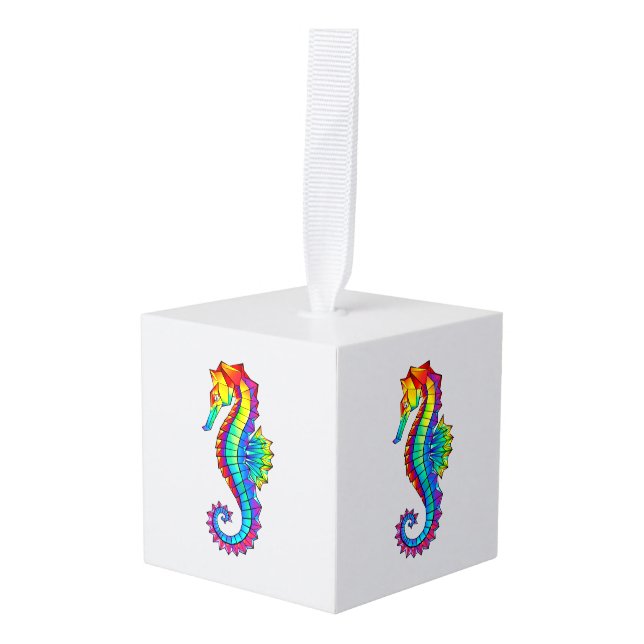 Adorno Cúbico Rainbow Polygonal Seahorse (Anverso en perspectiva)