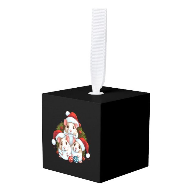 Adorno Cúbico Rat Sitting en la nieve con los Navidades de las l (Anverso en perspectiva)