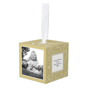 Adorno Cúbico Recuerdo del cumpleaños 65 - oro/modelo blanco de