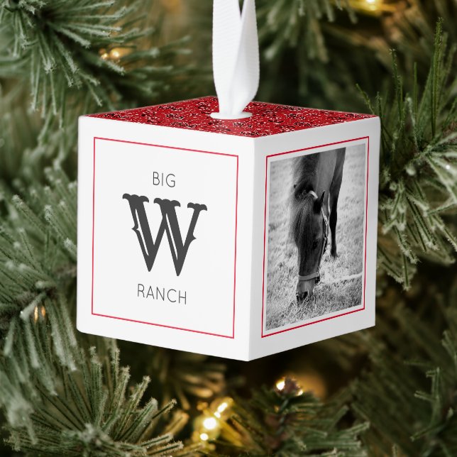 Adorno Cúbico Red Bandana Horse Photos Farm Nombre inicial Diver (Árbol)