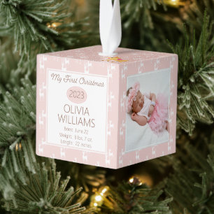 Adorno Cúbico Reindeer Pattern Baby My First Christmas 3 Photo