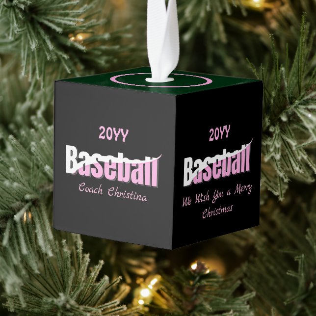 Adorno Cúbico Resumen de béisbol Swish - Girly Word Cubo de arte (Árbol)