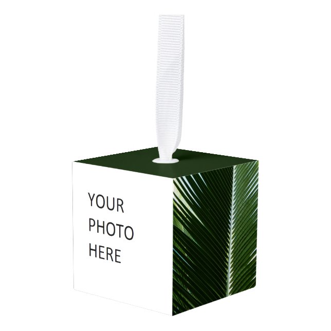 Adorno Cúbico Resumen verde tropical de palmeras que se abruman (Anverso en perspectiva)