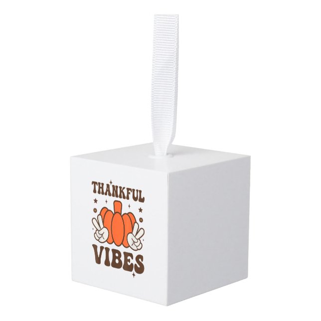 Adorno Cúbico Retro Groovy Agradecimientos Vibes Turquía caen Th (Anverso en perspectiva)