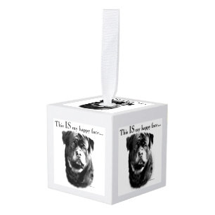 Adorno Cúbico Rottweiler Happy Face