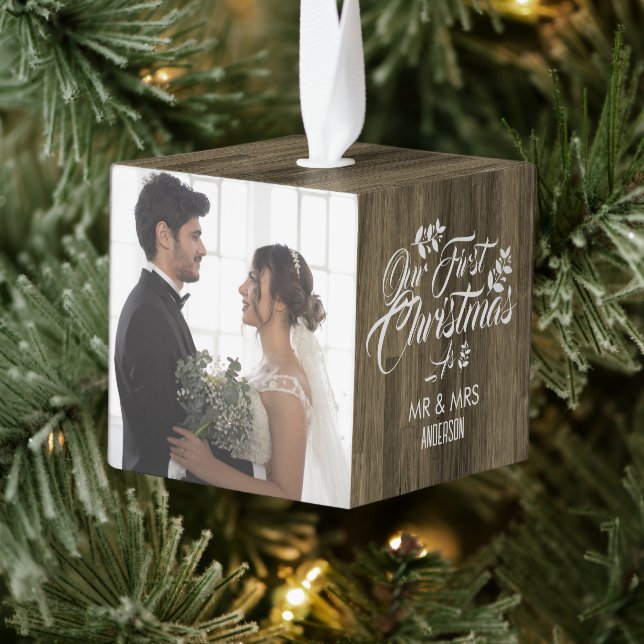 Adorno Cúbico Rustic Wood 3 Foto Nueva Navidad (Árbol)