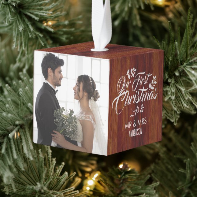 Adorno Cúbico Rustic Wood 3 Foto Nueva Navidad (Árbol)