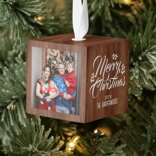 Adorno Cúbico Rustic Wood Elegant 3 Navidades de fotografía fami (Árbol)
