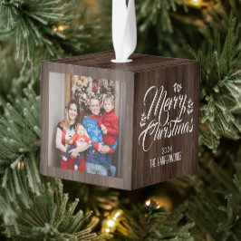 Adorno Cúbico Rustic Wood Elegant 3 Navidades de fotografía fami