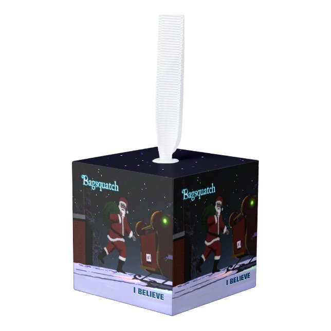 Adorno Cúbico Santa Claus - Bagsquatch (Anverso en perspectiva)