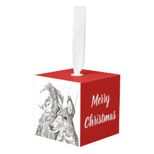 Adorno Cúbico Santa Claus y los renos para los Navidades