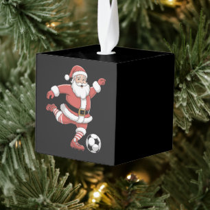 Adorno Cúbico Santa Juega Fútbol Deportes De Navidad
