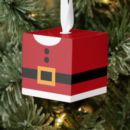 Adorno Cúbico Santa Wooden Cube Christmas Ornament