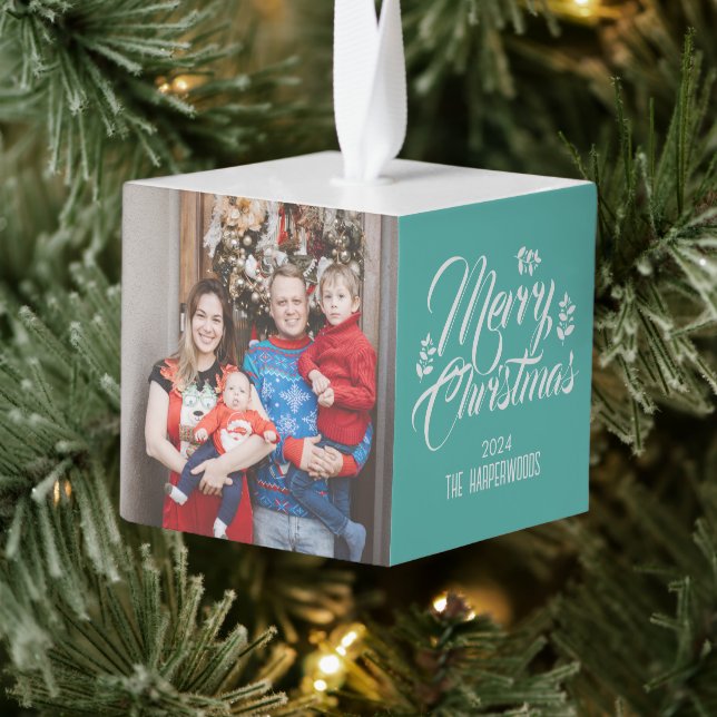 Adorno Cúbico Sencillos Navidades modernos 3 Fotografía familiar (Árbol)