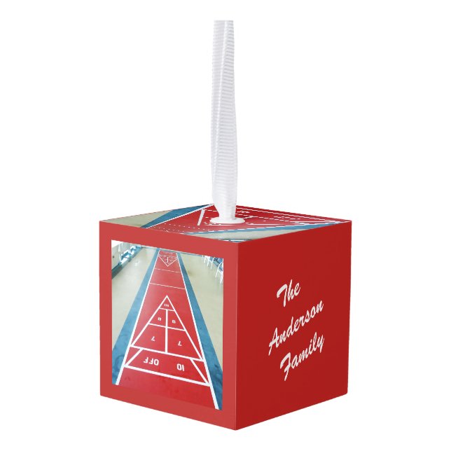 Adorno Cúbico Shuffleboard a bordo personalizado anticuado (Reverso en perspectiva)