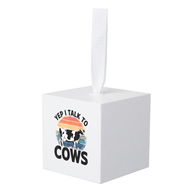 Adorno Cúbico Sí, Hablo Con Vacas, Una Vejez Granjera De Leche (Anverso en perspectiva)