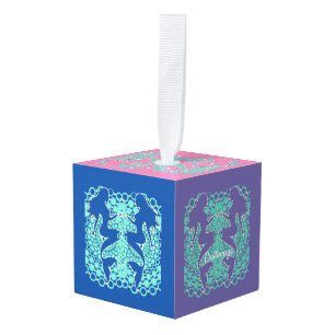 Adorno Cúbico Silhouette de sirena en burbujas Thunder_Cove